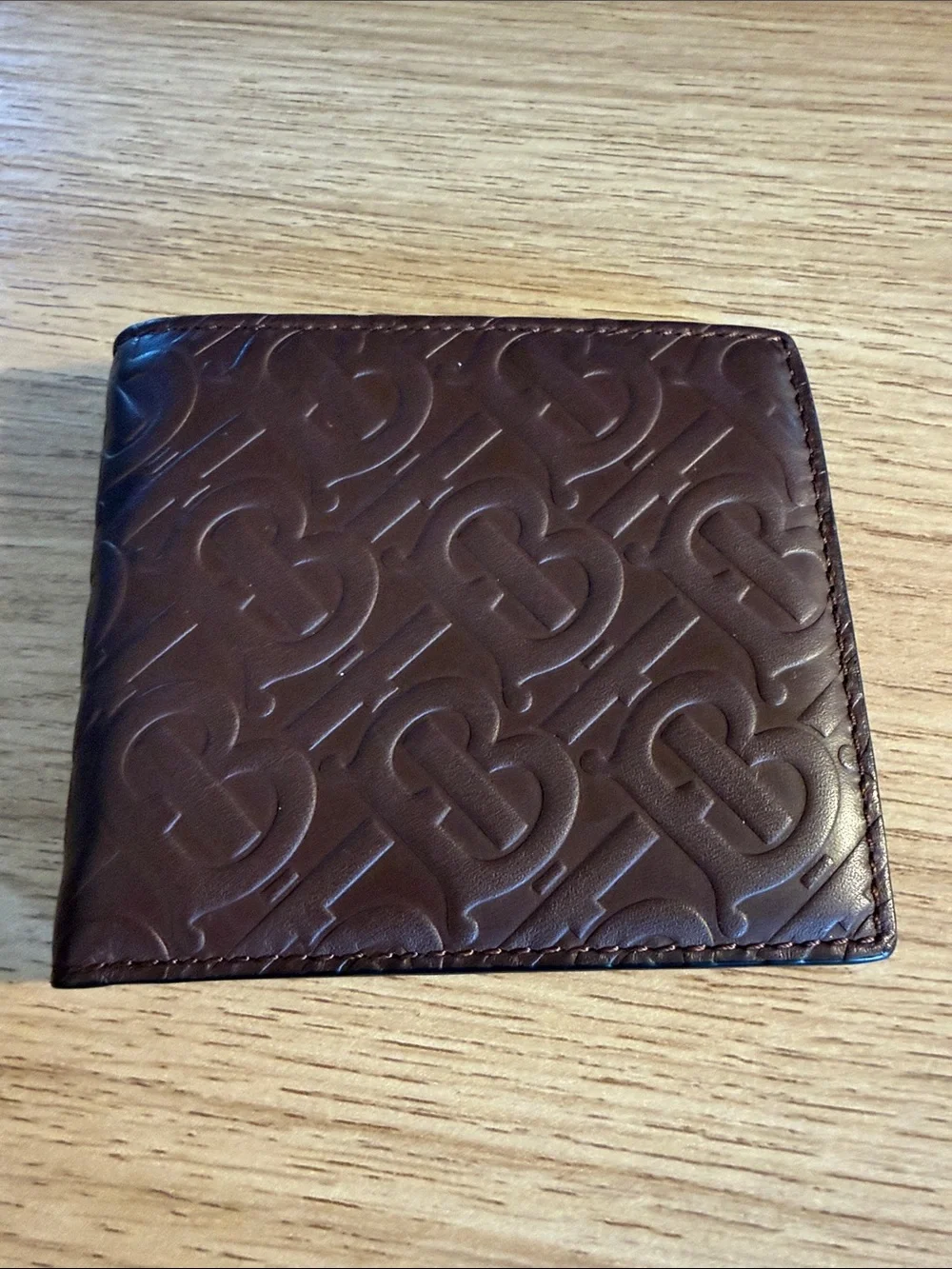 Montblanc Black Card Holder Wallet and Burberry Brown Embossed Leather Wallet